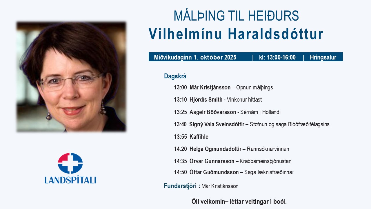 Málþing til heiðurs Vilhelmínu Haraldsdóttur